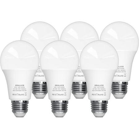 

LED Light Bulb A19 12W Lightbulbs 100 Watt Equivalent 120V 1200LM 6500K Cool White E26 Medium Base Non Dimmable Energy Efficient UL Listed 6 Pack
