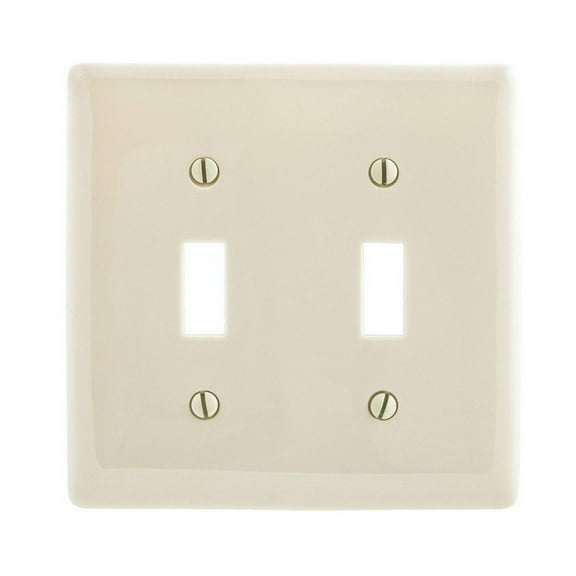 Hubbell NPJ2LAZ 2-Gang Light Almond Toggle Midsize Nylon Wall Plate