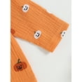 thumbnail image 6 of Toddler Kids Baby Boys Girls Halloween Outfits Long Sleeve Pumpkin Print Button Tops Drawstring Pants 2PCS Sets, 6 of 8