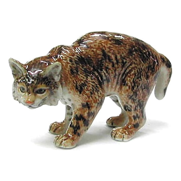 Northern Rose Brown Bobcat Bobbed tail Animal - Hand-painted Home Decor Animal Decorative Figurine - Miniature Porcelain Figurine