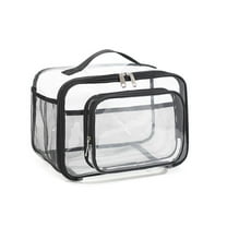 CasaChic Multifunctional Portable Storage Bag for Outing Picnic Party, Lunch Cosmetics Toiletries Organizer with Transparent Durable Plastic, Reinforced Handle, Foldable Odorless Design
