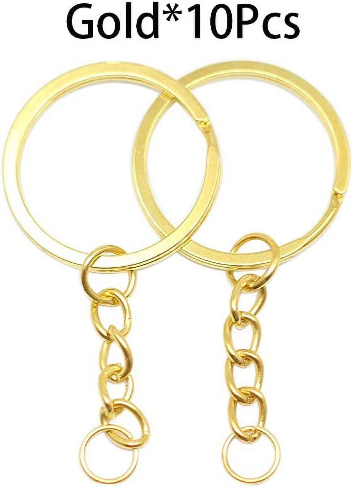 Loren 5 Pcs 2.5 cm Split Key Ring with Chain, Gold