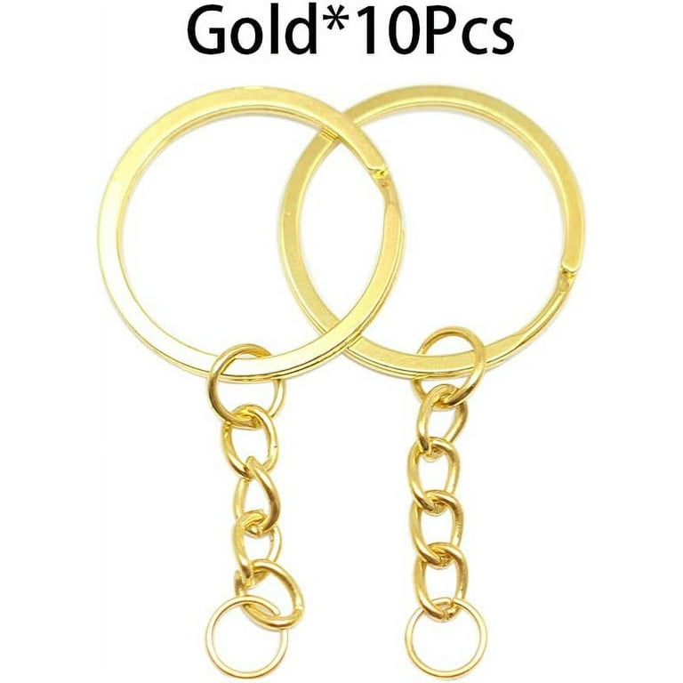 AlwaysBestQuality 10/50 x Bulk Keychain Supplies, Keychain Keyring with Chain Jump Rings, Key Chain Making, Split Key Ring - Bronze/Gold/Copper/Silver/Gold