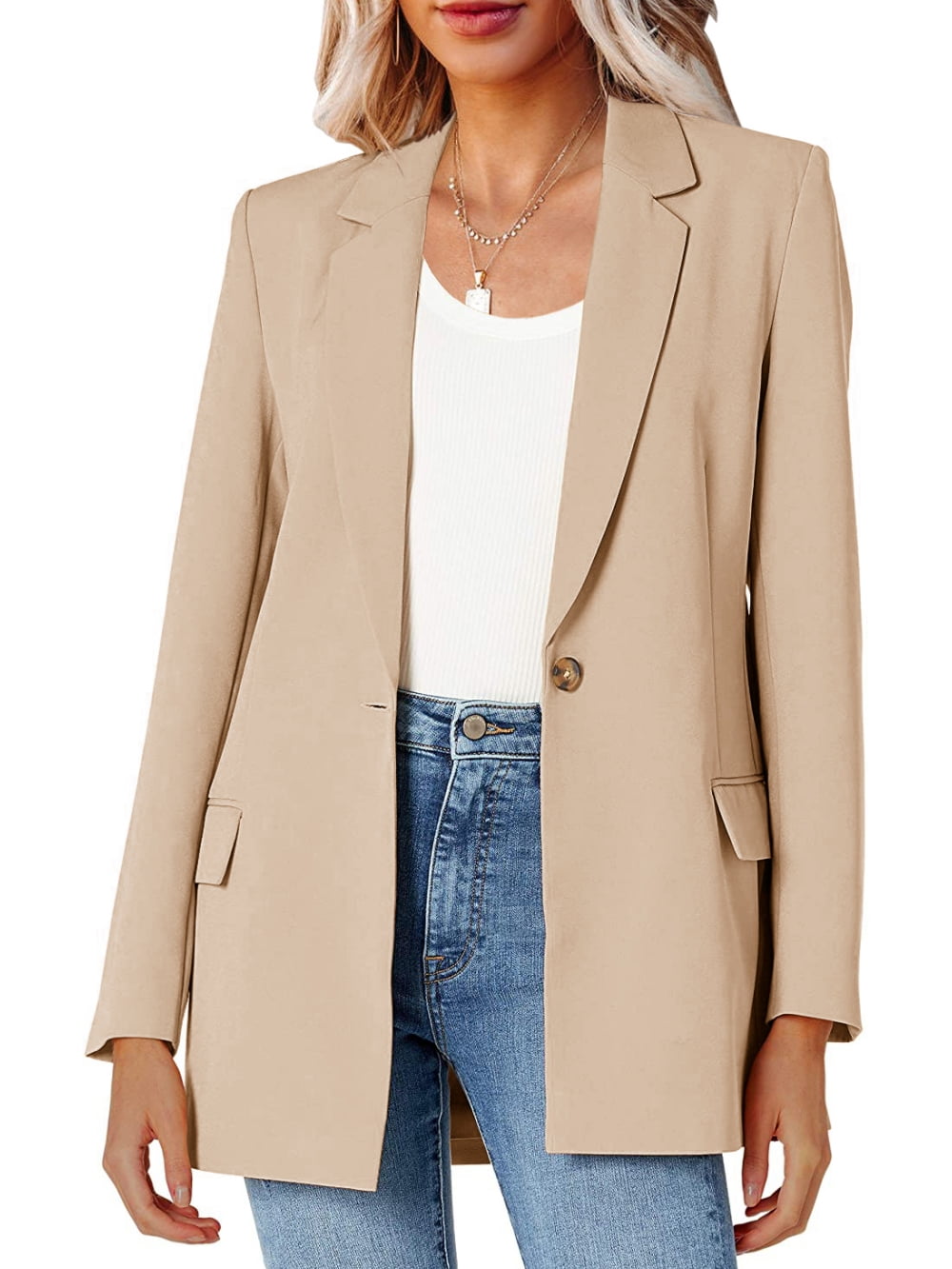 remikst women’s oversized casual blazers open front button long sleeve 