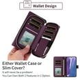 thumbnail image 6 of Furiet Wallet Case for Samsung Galaxy Note 20 5G with Wrist Strap Shoulder Strap Card Slots Zipper Purse Luxury PU Leather Stand Cell Phone Cover for Note20 Notes 20s Twenty Not S20 Women Deep Purple, 6 of 9