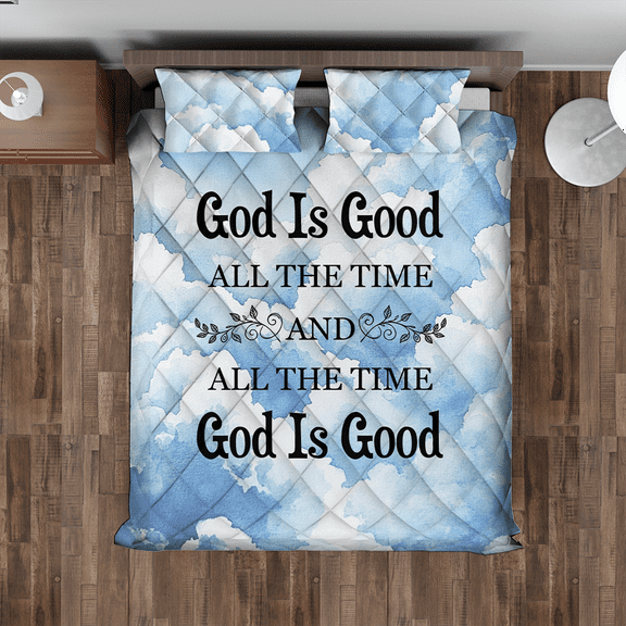 Lotusprinthandmade Inspirational Christian God Is Good Quilt Bedding Set (Fold Hem) 5 Sizes (Made in Vietnam) (55x60), Christian-Themed Quilt Bedding, Faith-Based Quilt Bedding Set