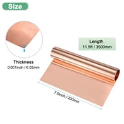 Uxcell Thin Copper Sheet Roll, 3500mm x 200mm x 0.03mm Pure Copper Metal Foil for Crafts