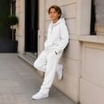 thumbnail image 6 of SERTGUTR Boys' Waffle Knit Hoodie Pullover Quarter Zip Kangaroo Pocket Elastic Waist Sweatpants 2 Piece Set Relaxed Fit Warm Winter School Outdoor Wear, 6 of 9