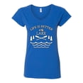 thumbnail image 2 of Wild Bobby, Life Is Better At The Lake, Women Standard V-Neck Tee, Royal, X-Large, 2 of 4