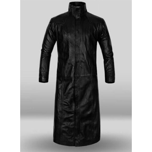 Long Black Trench Coat Mens Leather Trench Coat Men Long Black Coat Mens Long Coat For Winter Leather Coats For Men Long Leather Jacket size XS