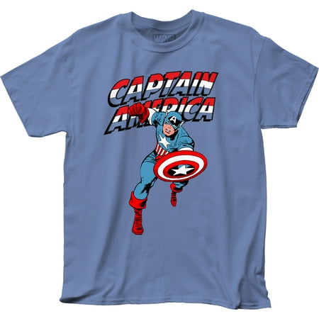Captain America Marvel Superhero Comics Red White & Blue Adult T-Shirt ...