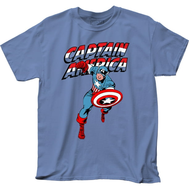 Captain America Marvel Comics Tee-shirt Rouge Blanc & Bleu Adulte