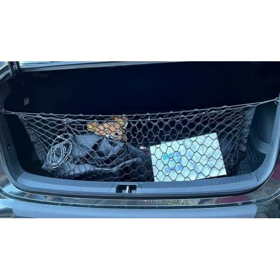 EACCESSORIES EA Trunk Organizer Cargo Net for Chevrolet Malibu 2016-2023 – Envelope Style Cargo Net for Sedan – Premium Mesh Car Trunk Organizer Vehicle Carrier Storage – Compatible with Chevy Malibu