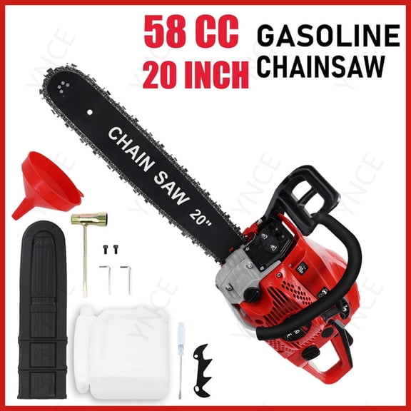 YNCE Gas Chainsaw 58CC 2-Cycle Gasoline Powered Chainsaw 20 Inch Handheld Cordless Petrol Chain Saws For Forest, Wood, Garden and Farm Cutting Use