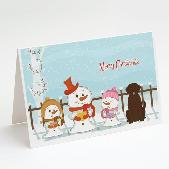 Merry Christmas Carolers Chocolate Labrador Greeting Cards and Envelopes Pack of 8