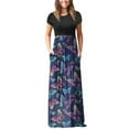 thumbnail image 2 of Robe Longue Décontractée pour Femmes à Manches Courtes avec Poche, Imprimé Floral, Plage, Coupe Ample, 2 of 4