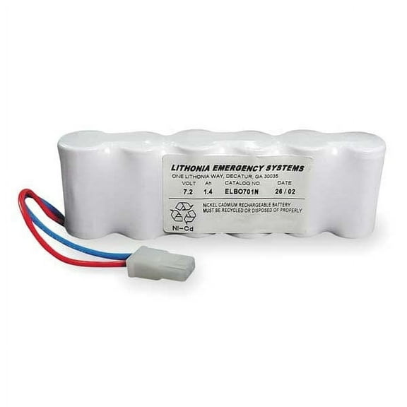 Lithonia Lighting Battery,7.2V,168hr,5 1/2in,Recessed Tabs ELB0701N
