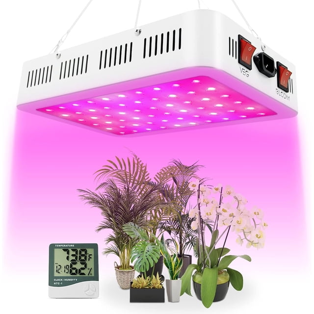 LED Grow Lights Newest Watt LED Full Spectrum Sunlike Lamp for Indoor Plant with Daisy Chain Function Temperature Humidity Growing Light Seedling Veg Bloom Three Modes .x./