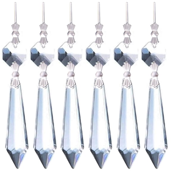 20pcs Replacement Clear Chandelier Icicle Crystal Prisms Octogan Crystal Bead for Lamp Decoration，38mm