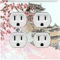 thumbnail image 1 of Metal Light Switch Plate Cover Japanese Pink Sakura Flower House Brown FLW127, 1 of 13