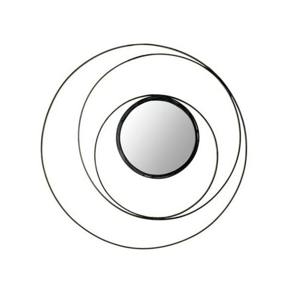 SAFAVIEH 7" Round Inner Circle Wire Mirror, Black