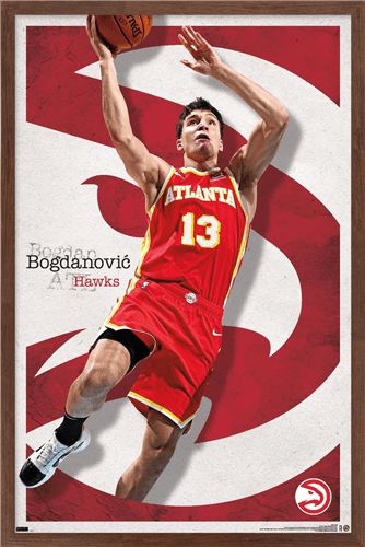Trends International NBA Atlanta Hawks - Bogdan Bogdanovic 21 Wall Poster,  22.375 x 34, Premium Poster & Clip Bundle