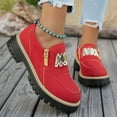 thumbnail image 2 of Dakaela Womens Loafer Shoes Platform Chunky Penny Loafers Lug Sole Slip on Work Office Business Casual Dress Shoes Red 9.5, 2 of 7