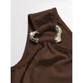 thumbnail image 3 of Womens Coffee One Shoulder Metal Ring Detail Maxi Dress Bodycon Summer, 3 of 8