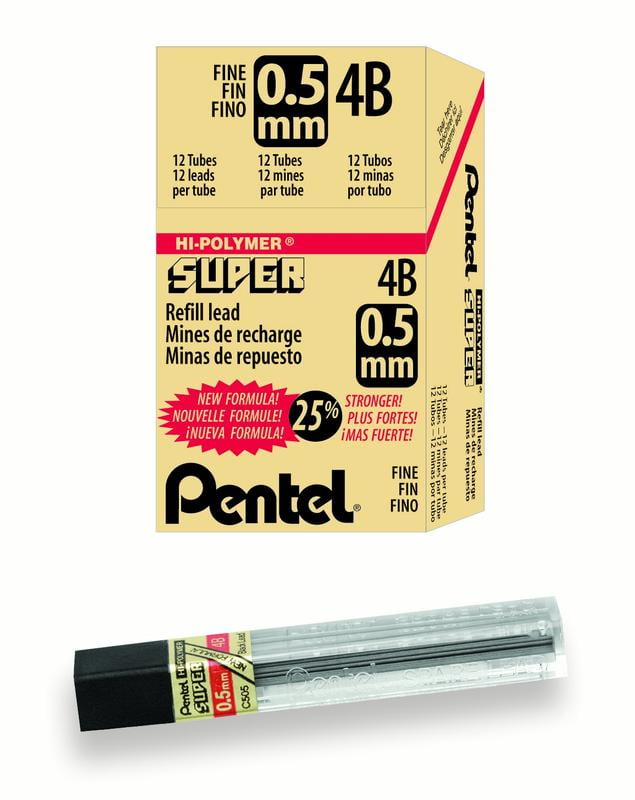 Pentel Super Hi-polymer Lead Refill 504h 4h 12 / Tube 50-4h Black 