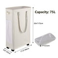 thumbnail image 4 of 75L Laundry Basket with Wheels and Handles, Slim Collapsible Laundry Hamper, Dirty Clothes Basket for Home, Laundry Room, Bathroom, Dormitory,(28", Beige), 4 of 10