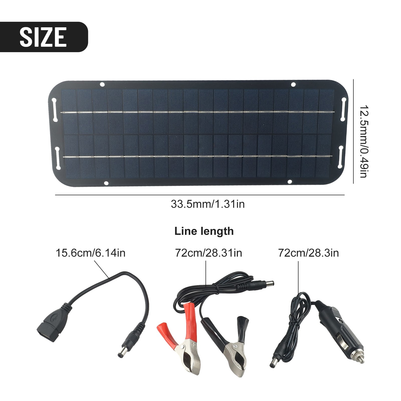 Wodtesl Solar Panel Trickle Charger 60W ABS+PET 15-18% Efficiency IP65 Waterproof Use Charges Car Boat Batteries Easy Install