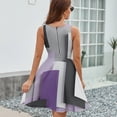 thumbnail image 6 of Modern Art Gray Purple Geometric Sleeveless Dress Women Summer Evening Dresses Ladies Sundress, 6 of 7
