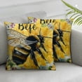 thumbnail image 3 of nygtbtfer Throw Pillow Cover - '' Bee Floral Wreath Design, Farmhouse Decorative Cushion Case for Couch, Sofa, Home, Outdoor White, 3 of 7