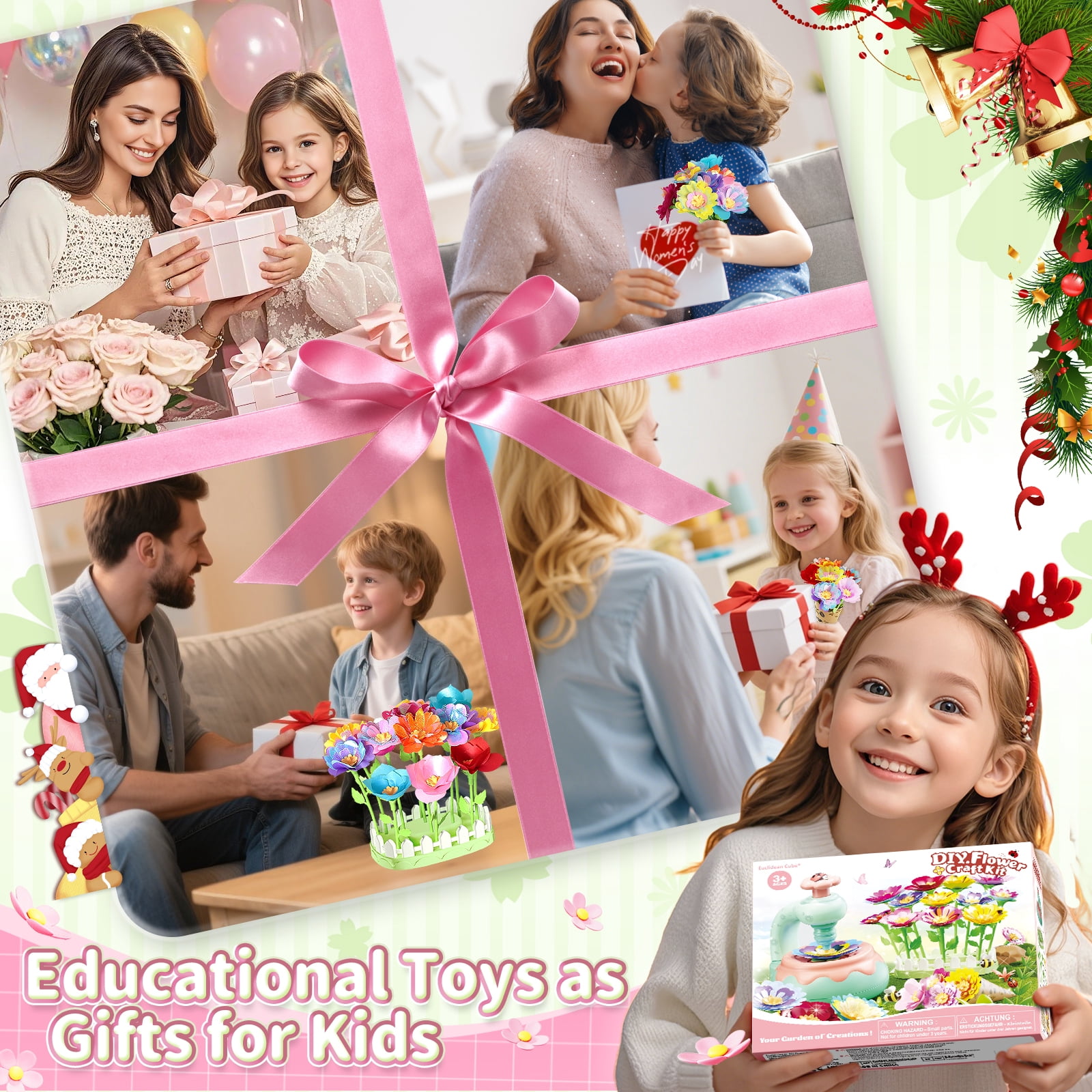 Flower Bouquet Making Kit, DIY Flower Bouquets Craft Toys, Arts & Crafts Educational Activity Set for 4+