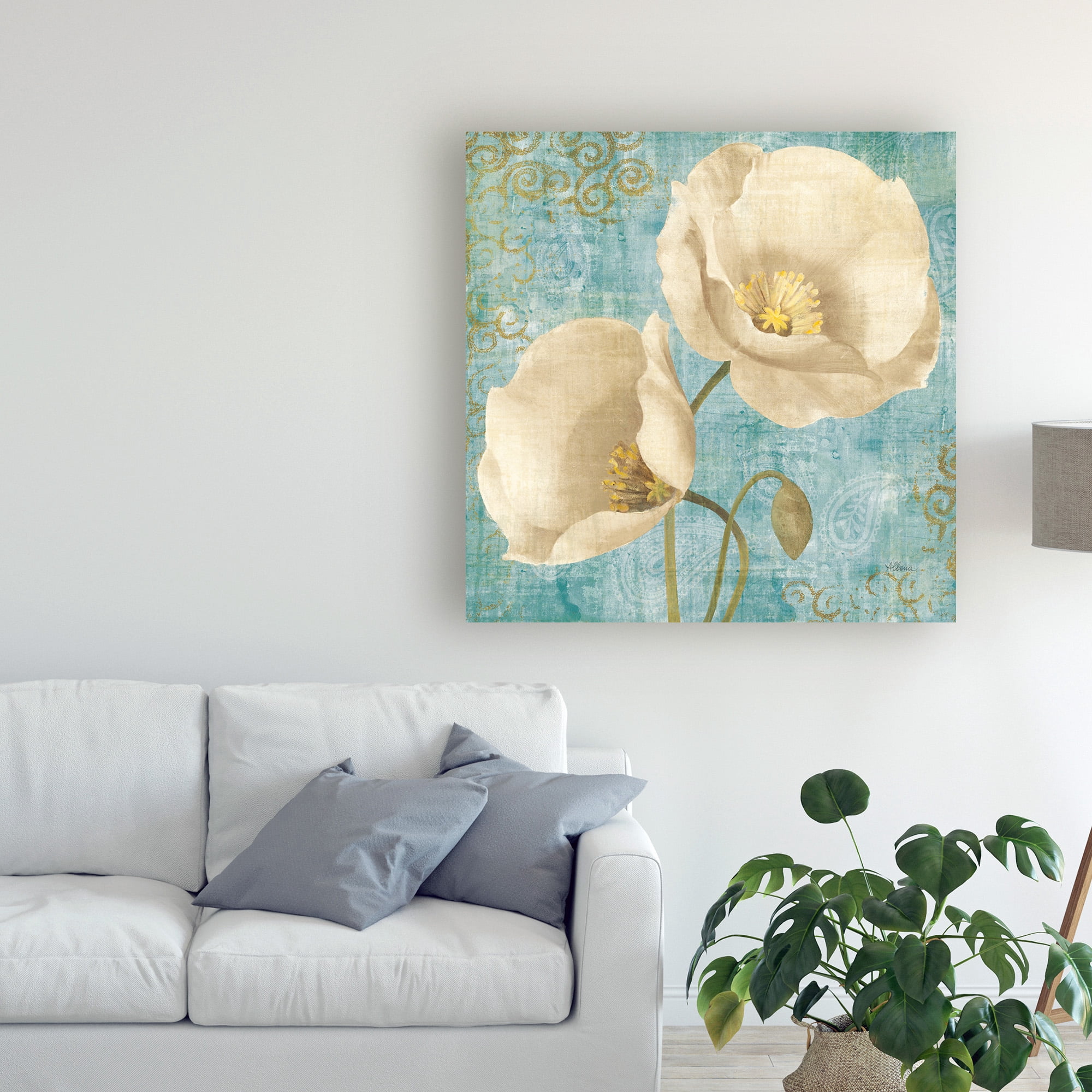 Trademark Fine Art 'Rich Poppies On Paisley' Canvas Art by Albena Hristova