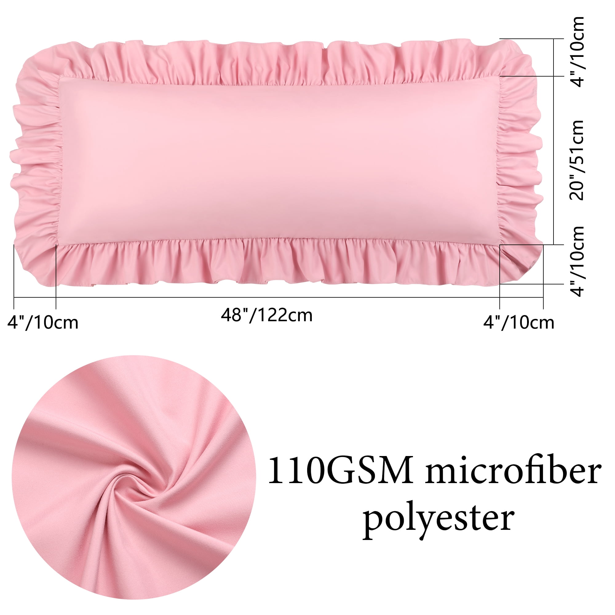 Unique Bargains Microfiber Ruffle Envelope Closure Body Pillowcases Pink 20"x48"