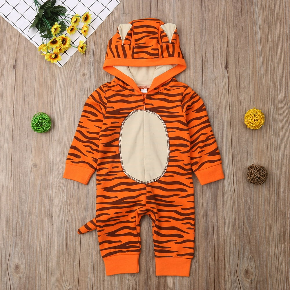 Newborn Baby Winter Tiger Romper Long Sleeve Playsuit Overall Bodysuit