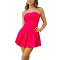 thumbnail image 2 of Michellecmm  Women's Summer Tube Dress, Strapless Solid Color Flared A-Line Dress, 2 of 9
