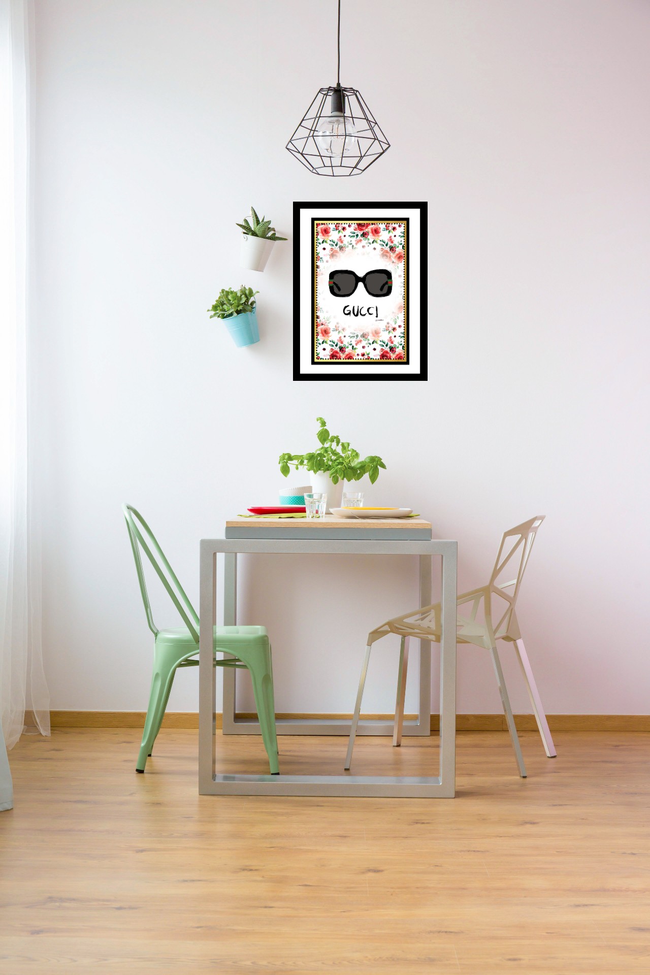 Venice Beach Collection's Fashion Sunglasses framed in Floral 14x18 Framed Print