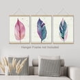 thumbnail image 3 of PixonSign Adhesive Canvas Print Wall Art Set - Blue Pink Tropical Jungle Leaf Posters - Set of 3 Watercolor Nature Wilderness Plants Prints Boho Botanical Wall Décor for Living Room - 8"x10", 3 of 5