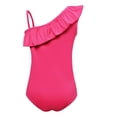 thumbnail image 4 of YWOAGH Girls Swimsuits Solid Color Bathing Suit for Toddler Kids Youth Summer Beach Pool 3-16Y Bathing Suit Girls Hot Pink 11-12 Years, 4 of 4