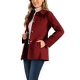 thumbnail image 4 of INSPIRE CHIC Women's Peter Pan Collar Single Breasted Overcoat Coat M Red, 4 of 6