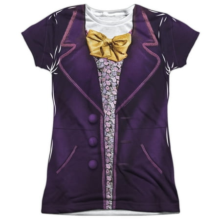 Willy Wonka And The Chocolate Factory Wonka Costume Juniors Sublimation Polyester Shirt (White, Medium)