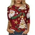 thumbnail image 2 of Luxalzxs Women Plus Size Merry Christmas Shirt Oversized Xmas 3/4 Sleeve Casual Crewneck Holiday Blouse Tee Shirts, 2 of 5