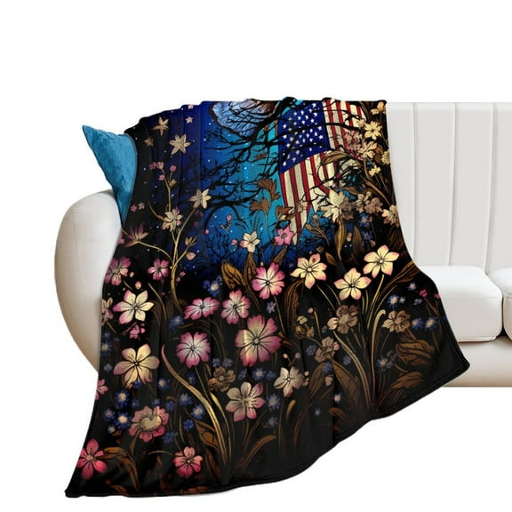 Independence Day Of The United States Flag Blankets Flannel Blanket with Soft Throw Blanket for Couch, Bed, Sofa Luxurious Warm And Cozy for All Seasons
