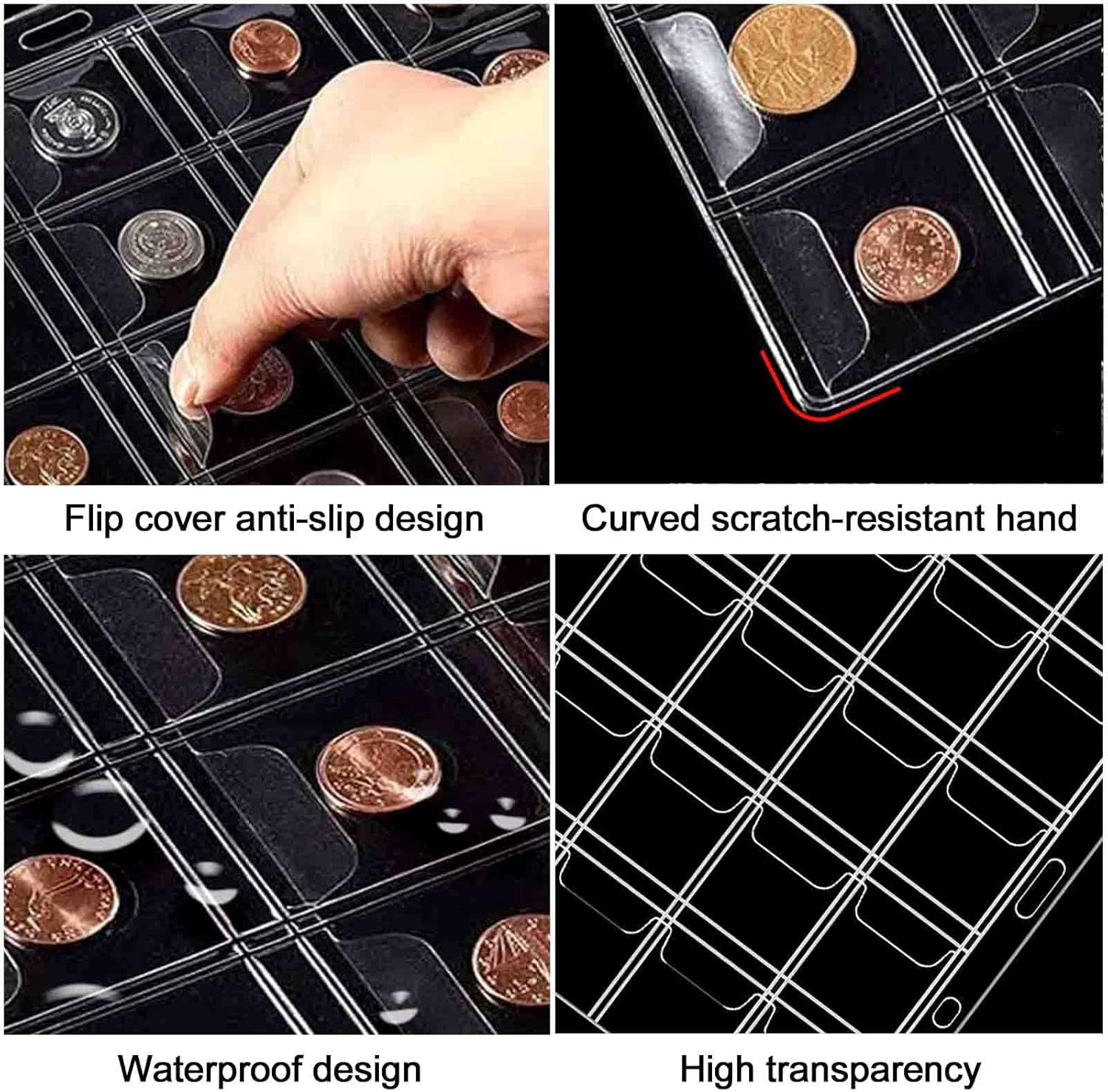 630Pockets Coin Collection Pages, 15 Sheets Coin Collection Supplies Pages with Standard 9 Hole Coin Binder Sleeves (42 Pocket)