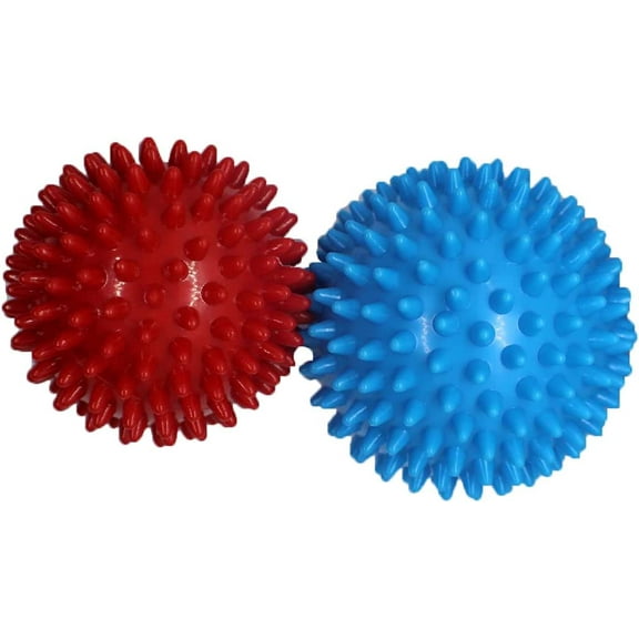 9cm/3.5inches, 7.5cm/3inches PVC Firm Spiky Massage Yoga Ball Durable Trigger Point Relief Sore Muscle Sport Body Foot Stress Ache Muscle Pain Relax(Pack of 2 Balls)