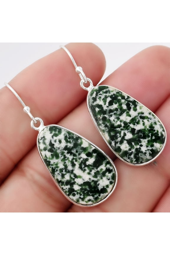 Natural Dioptase 925 Sterling Silver Adult Women Earrings Jewelry SDE53487