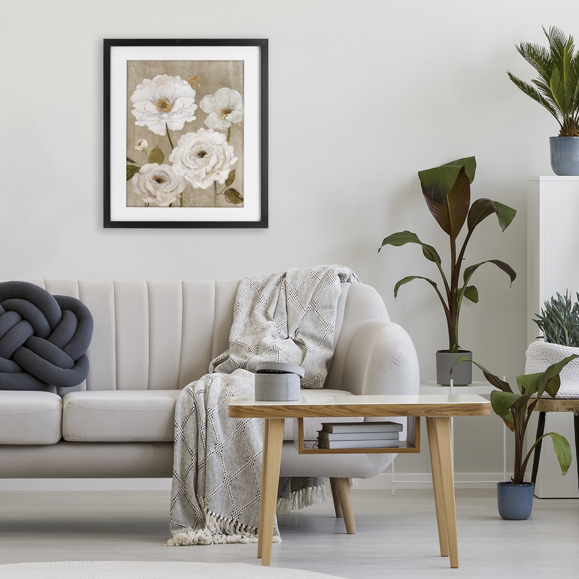 Stupell Industries Rustic Blooms in White Black Framed Print Under Glass, design by Carol Robinson