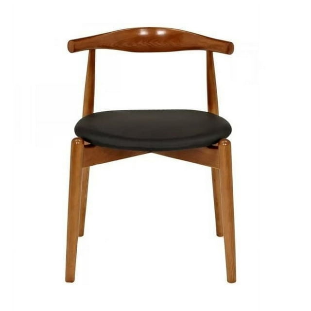 Plata Import Elbow Armless Chair Black Faux Leather and Wood Frame